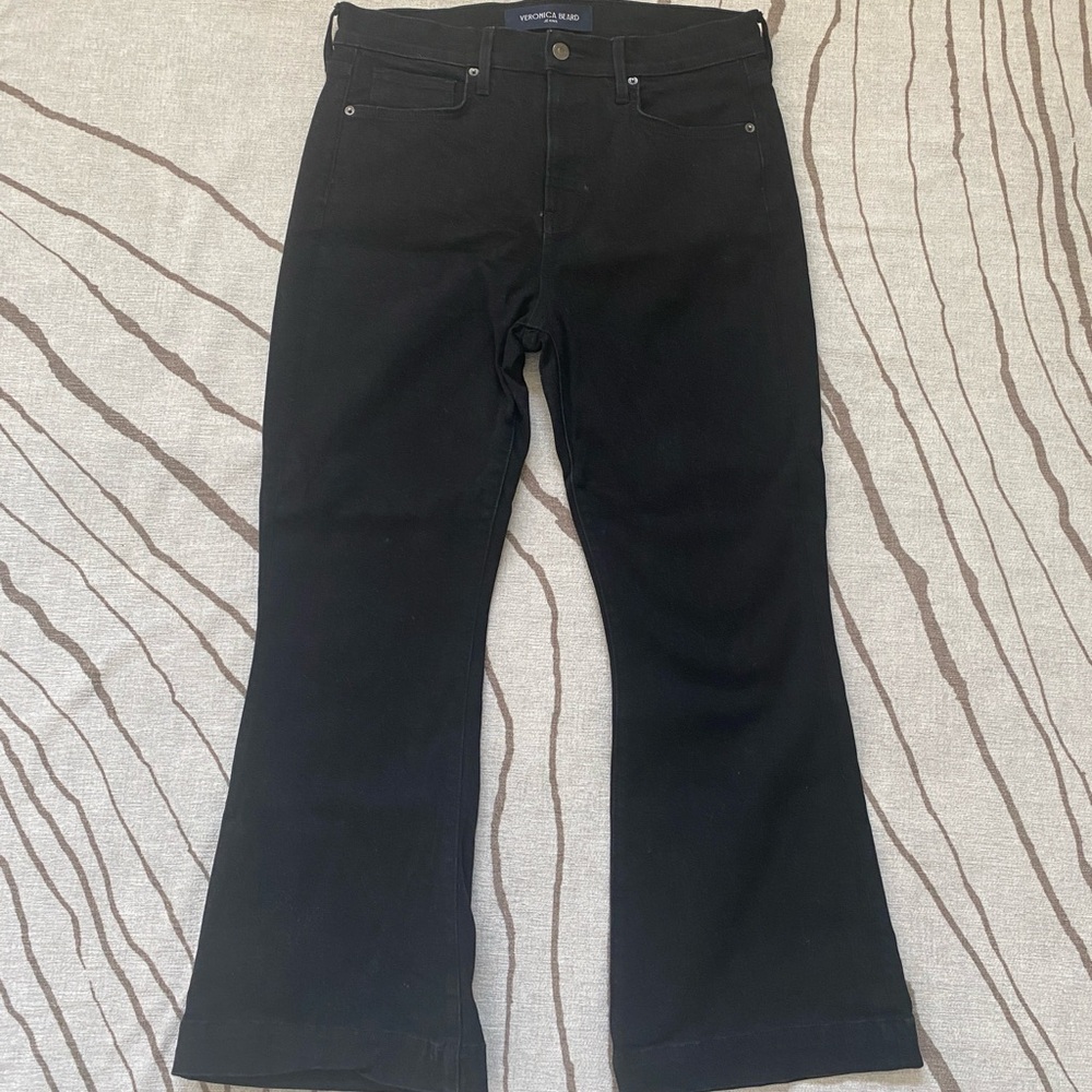 Veronica Beard Carson High Rise Flare Jean in Black